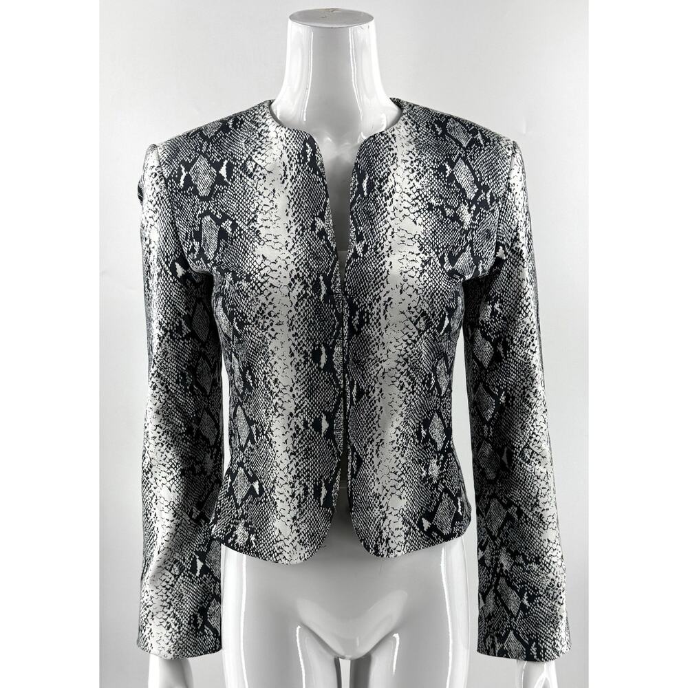 Cache Black and White Snake Print Blazer